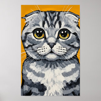 Poster Expressionist Scottish Fold Cat