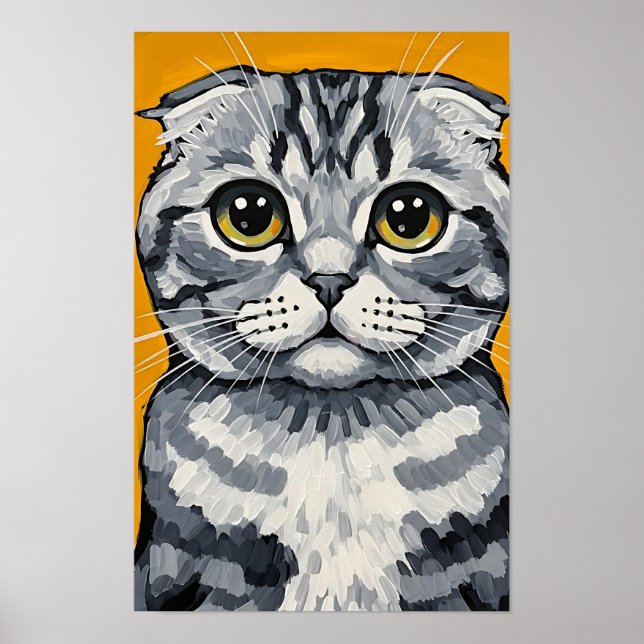 Poster Expressionist Scottish Fold Cat (Frente)