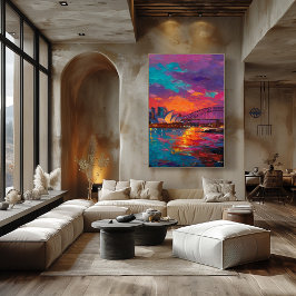 Poster Expressionist Sydney Skyline Vibrant Harbor City