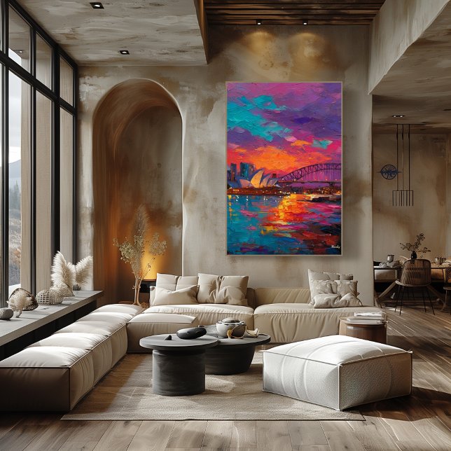 Poster Expressionist Sydney Skyline Vibrant Harbor City (Criador carregado)