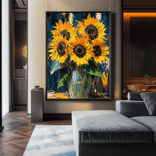 Poster Expressionista Girassóis - Arte Contemporânea Negr (Criador carregado)