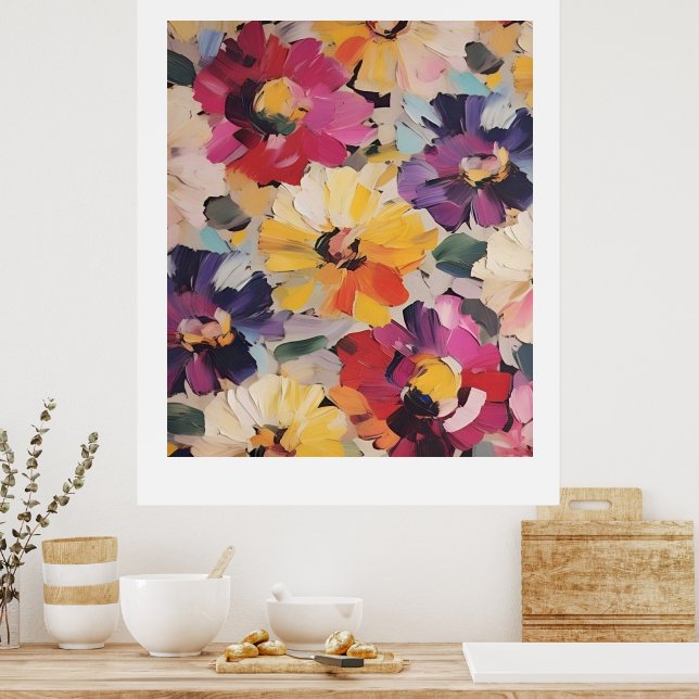 Poster Expressive Abstract Flower Painting (Cozinha)