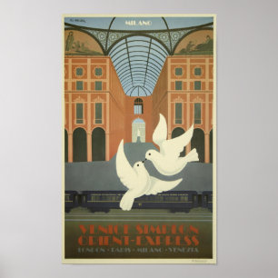 Poster expresso de Milão Veneza Simplon oriente d