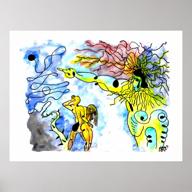 Poster EXPULSÃO DO PARAÍSO -Tinta e aquarela (Frente)