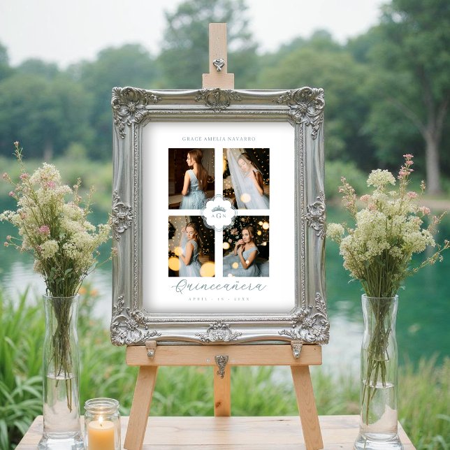 Poster Exquisite Intricate Ornate Floral Princess Tiara (Exquisite Intricate Ornate Floral Princess Tiara Quinceañera Posters in Spanish.)