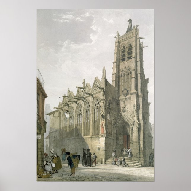 Poster Exterior da Igreja de Ruas Severin, Paris (Frente)