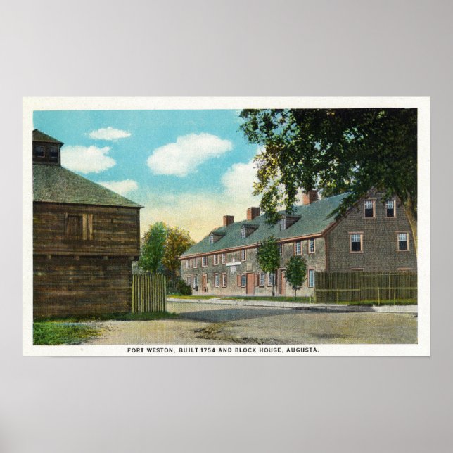 Poster Exterior View of Fort Weston and Block House (Frente)