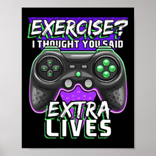 Poster Extra Vive Engraçado Jogo de Controlador de Vídeo