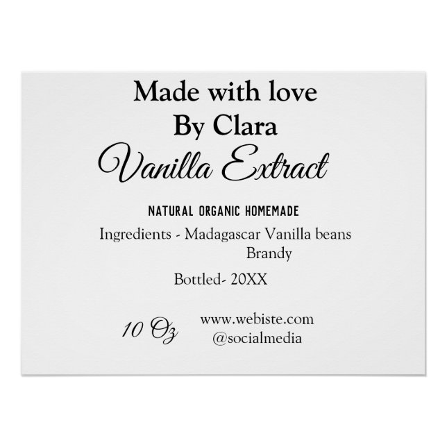 Pôster Extrato de baunilha casado adicionar ingredientes  (Frente)