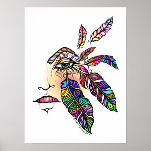 Pôster EYE Love FEATHERS Fantasy Art 18x24