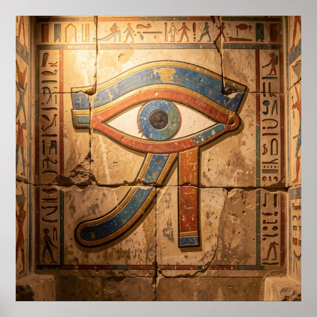 Poster Eye of Horus with Hieroglyphs Egyptian Spiritual  (Frente)