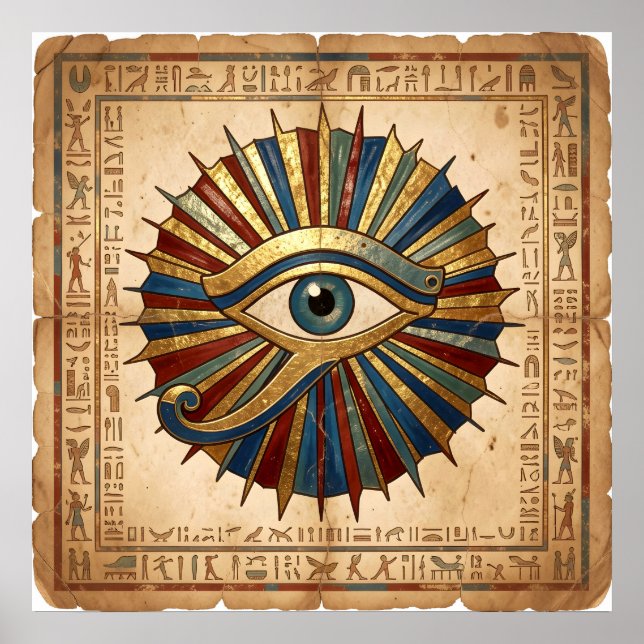 Poster Eye of Horus with Hieroglyphs Egyptian Spiritual (Frente)
