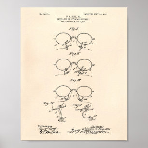 Poster Eyeglass Support 1904 Patent Art Old Peper