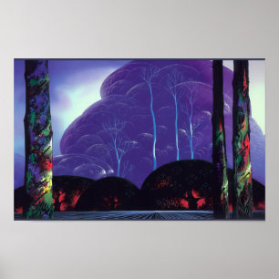 Poster Eyvind Earle - Pôr do Sol Roxo - 1996; Estados Un