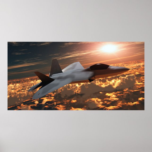 Poster F22 Fighter Jet at Sunset Print (Frente)