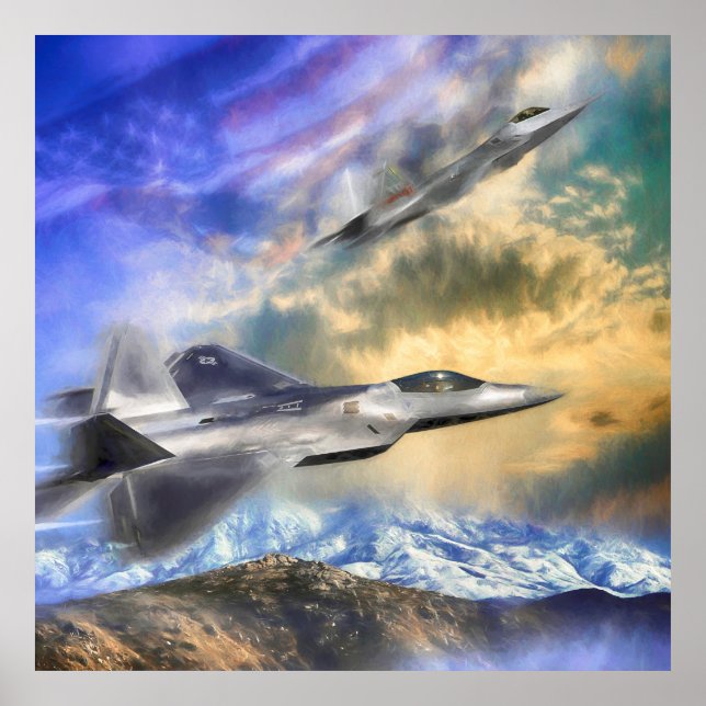 POSTER F22 JATOS DE RAPTOR SOBRE A AMÉRICA (Frente)