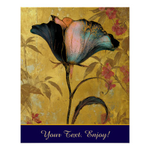 Pôster *~* F4 Flor Elegante Dourado Vintage 23