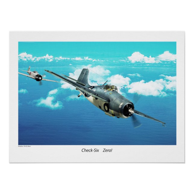 Pôster F4F Wildcat "Check six.Zero!" (Frente)