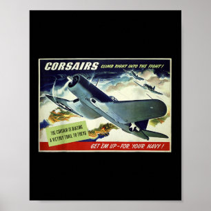 Poster F4u Corsair Us Warplane Guerra Propaganda Ww2 Post