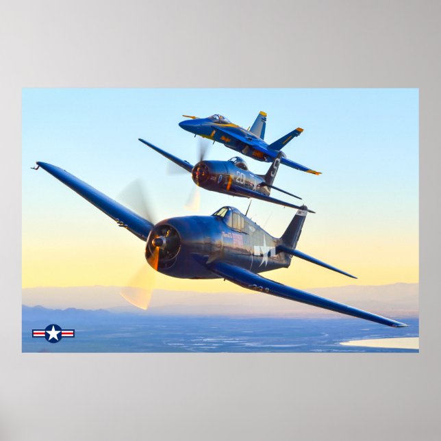 Poster F6F HELLCAT, F8F BEARCAT e F/A-18C HORNET (Frente)