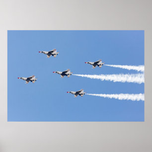 Pôster F-16 Thunderbirds voando na formação de cinco cart