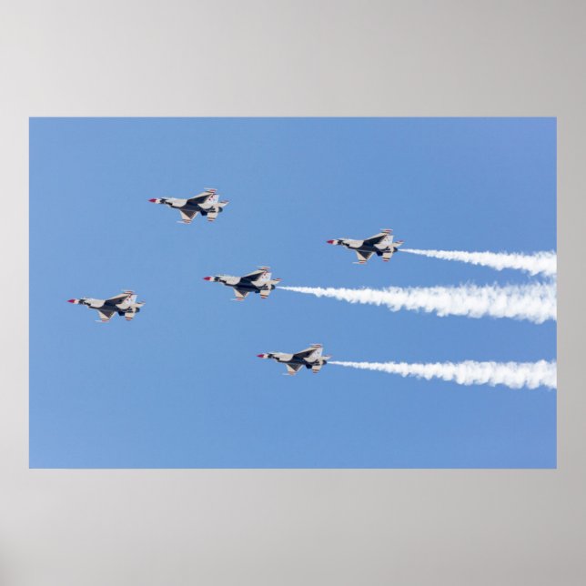 Pôster F-16 Thunderbirds voando na formação de cinco cart (Frente)