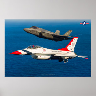 Poster F-16C FALCON DE LUTA e F-35A LIGHTNING II