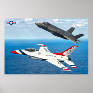 Poster F-16C FALCON DE LUTA e F-35A LIGHTNING II