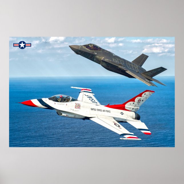 Poster F-16C FALCON DE LUTA e F-35A LIGHTNING II (Frente)