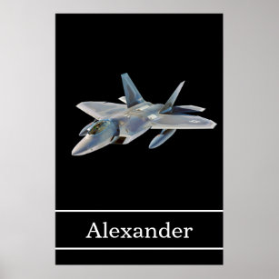 Poster F-22 Jato de Combatente do Raptor com Nome