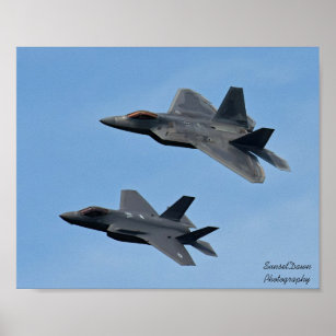 Poster F-35 e F-22 Jato de Combatente