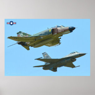 Poster F-4 FANTOM e F-16 FALCÃO DE LUTA