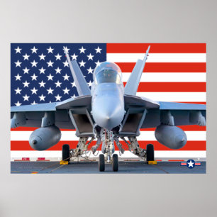 POSTER F/A-18 SUPER HORNET US FLAG