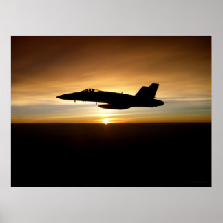 Pôster F/A-18C ao pôr do sol