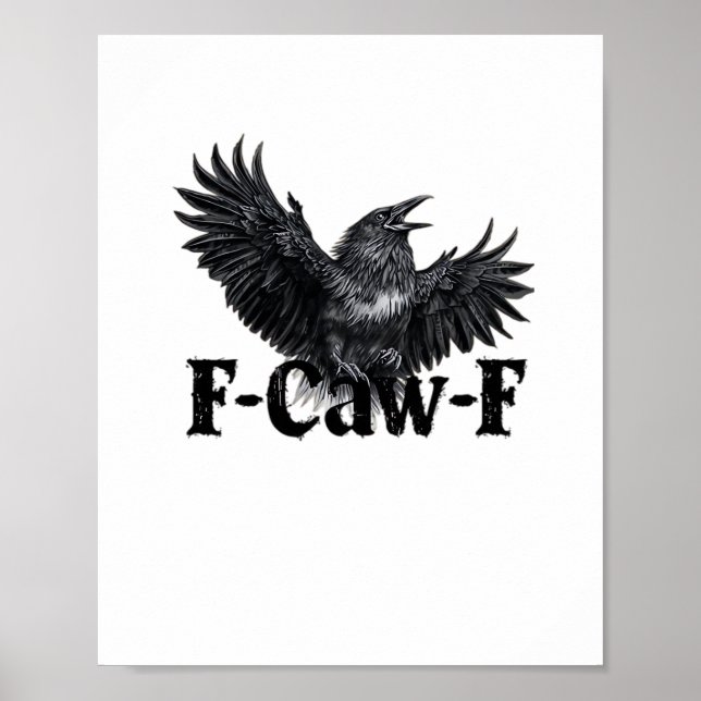 Poster F-Caw-F Angry Raven Art Print Gothic Crow Illustra (Frente)