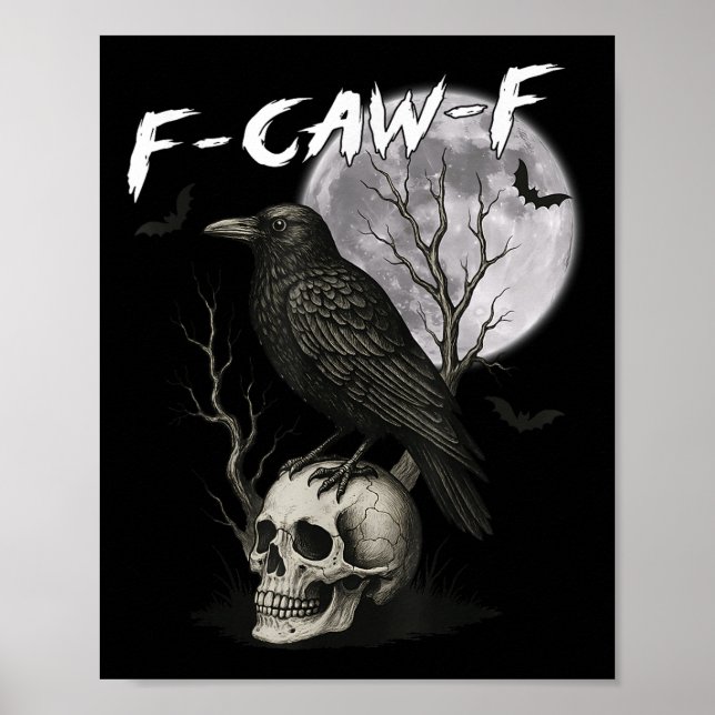 Poster F-caw-f Black Crow Pun Funny Bird Cawics Ha (Frente)
