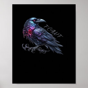 Poster F-Caw-F Corvo Estilo Clássico Retro