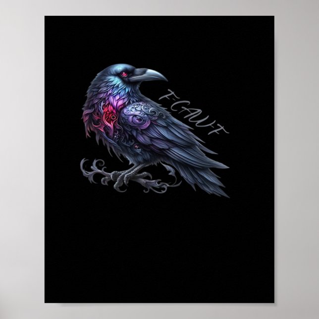Poster F-Caw-F Corvo Estilo Clássico Retro (Frente)