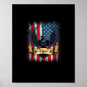 Poster F-Caw-F Corvo Pássaro Retro Bandeira EUA Vintage F
