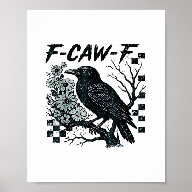 Poster F-Caw-F Corvo Pássaro Retro Clássico (Frente)