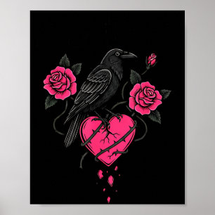 Poster F Caw F Crow Anti Dia dos Namorados Escuro Gótico