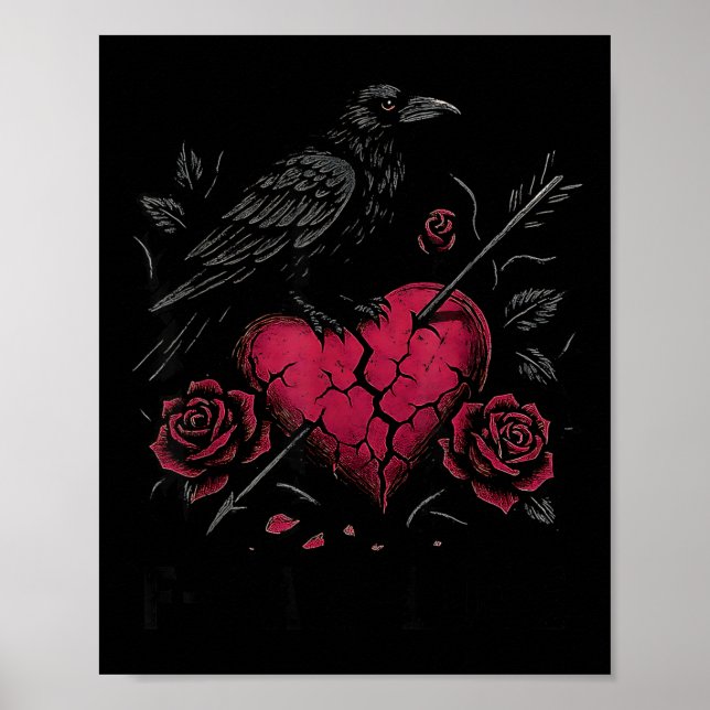 Poster F Caw F Crow Anti Valentine's Day Dark Gothic Brok (Frente)
