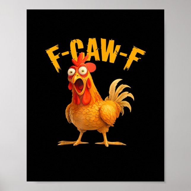 Poster F-Caw-F Frango Clássico Estilo Retro (Frente)