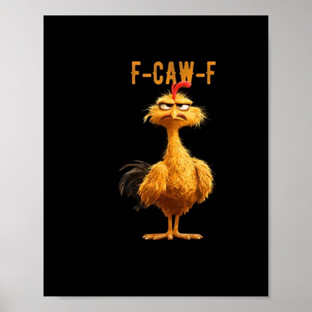 Poster F-Caw-F Frango Clássico Estilo Retrô (Frente)