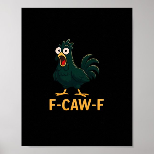 Poster F-Caw-F Frango Clássico Estilo Vintage (Frente)