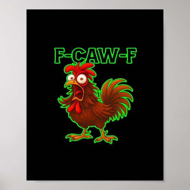 Poster F-Caw-F Frango Gráfico Retro Clássico (Frente)
