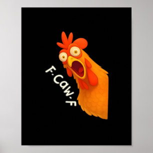 Poster F-Caw-F Frango Retro Clássico