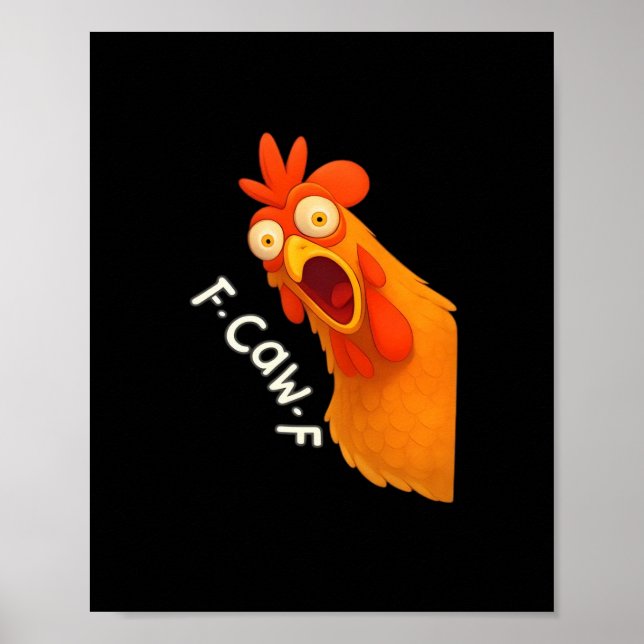 Poster F-Caw-F Frango Retro Clássico (Frente)