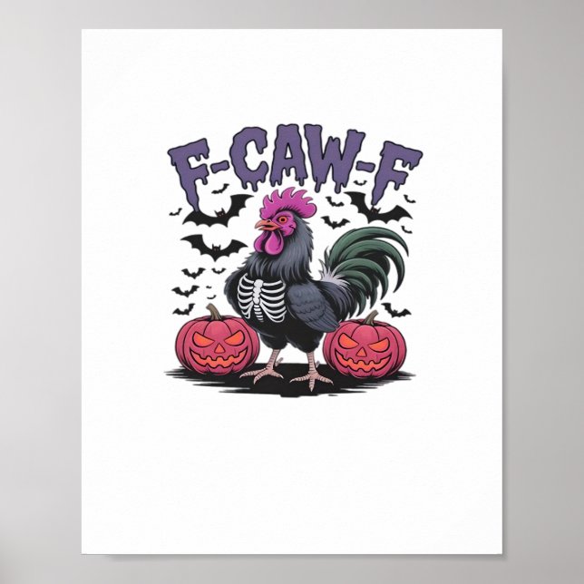 Poster F-Caw-F Funny Chicken Classic Retro Graphic (Frente)