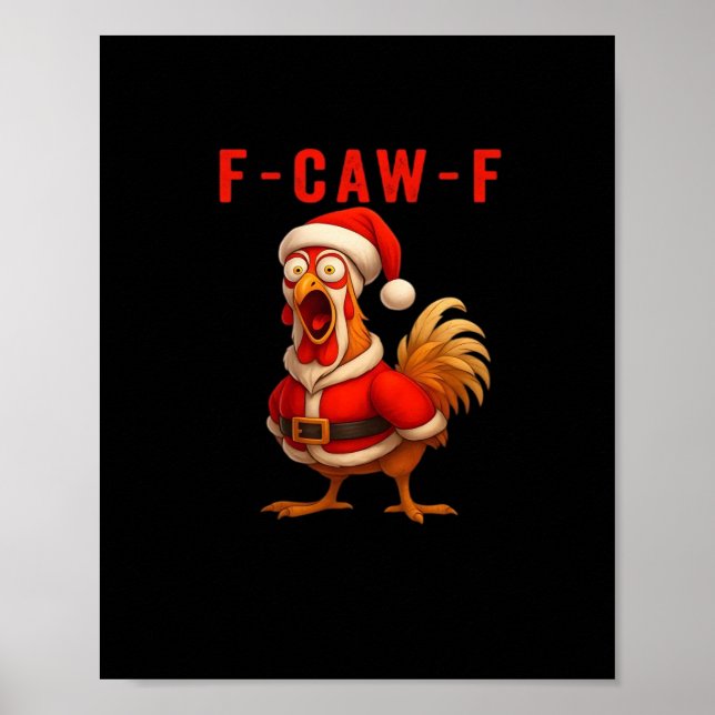 Poster F-Caw-F Galinha Engraçada de Natal Essencial (Frente)